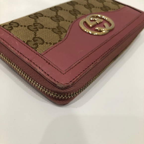 Gucci Pink GG Canvas Zip Around Wallet Sku#84384 (Gently used) - Picture 5 of 14